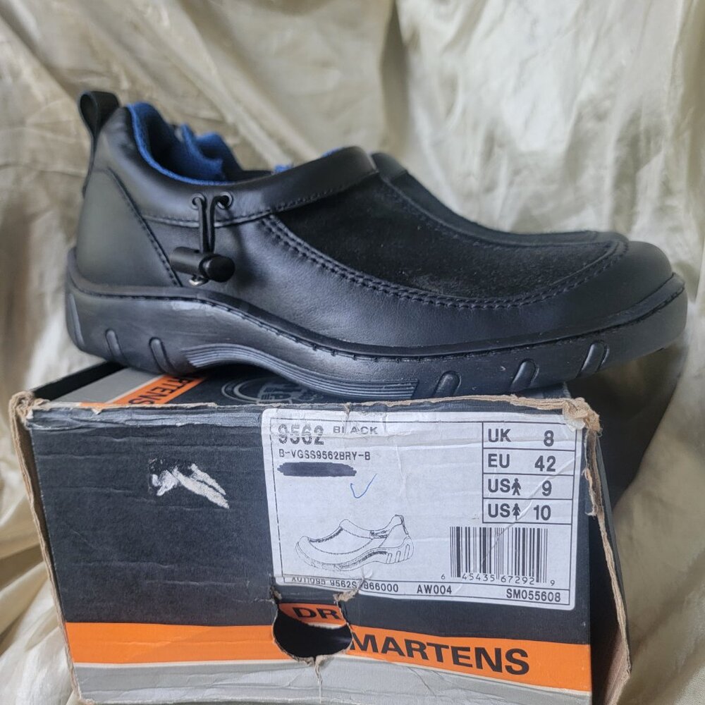 VTG Dr Martens 9562 Black Leather Suede Slip On Toggle Shoe NIB Deadstock M9 - Picture 3 of 9